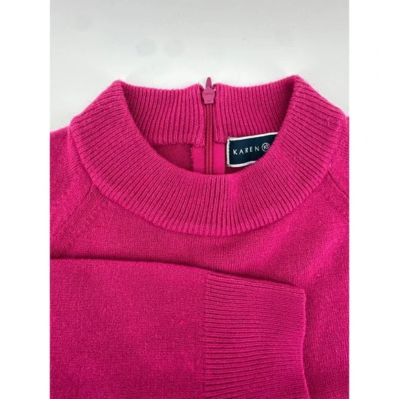 Karen Scott Pink Romantic Med Mock Neck Back Zip Knit Sweater Preppy Old Money - Picture 16 of 16